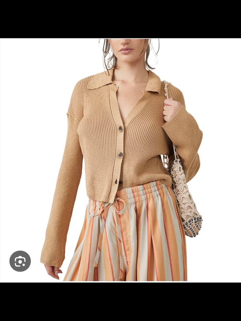 Free People Ella Ribbed Cardigan Sweater Small